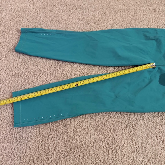 Lululemon Teal High-Rise Crop Running Leggings Side Pockets Reflective Size 6 - Picture 6 of 8